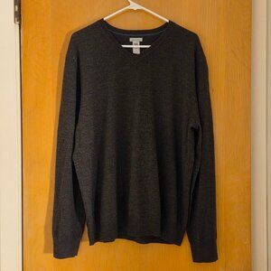 Vtg GAP Pullover High V-Neck Sweater 100% Merino Wool Mens L Brown Y2K Preppy